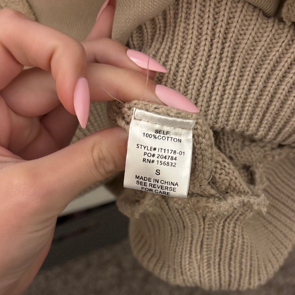 BiBi Beige Sweater with Crochet Sleeves - Picture 7 of 7